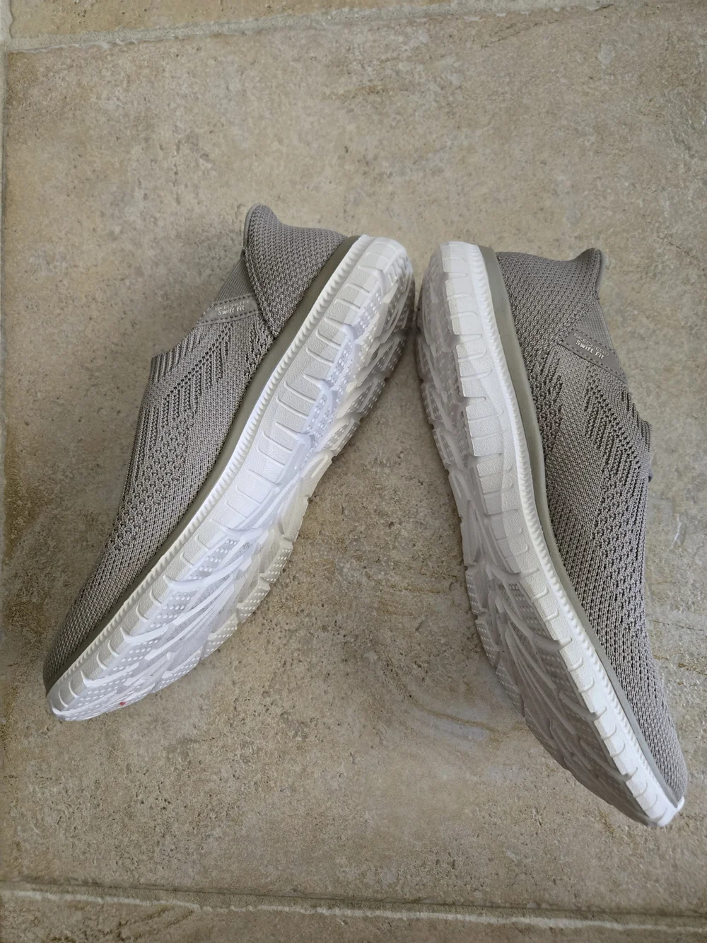 Skechers Women's Taupe Knit Lace-Up Sneakers